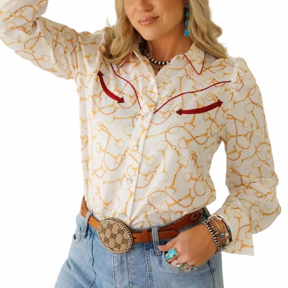 NEW HOWDY HANNY pensacola pearl snap shirt in equestrian bit